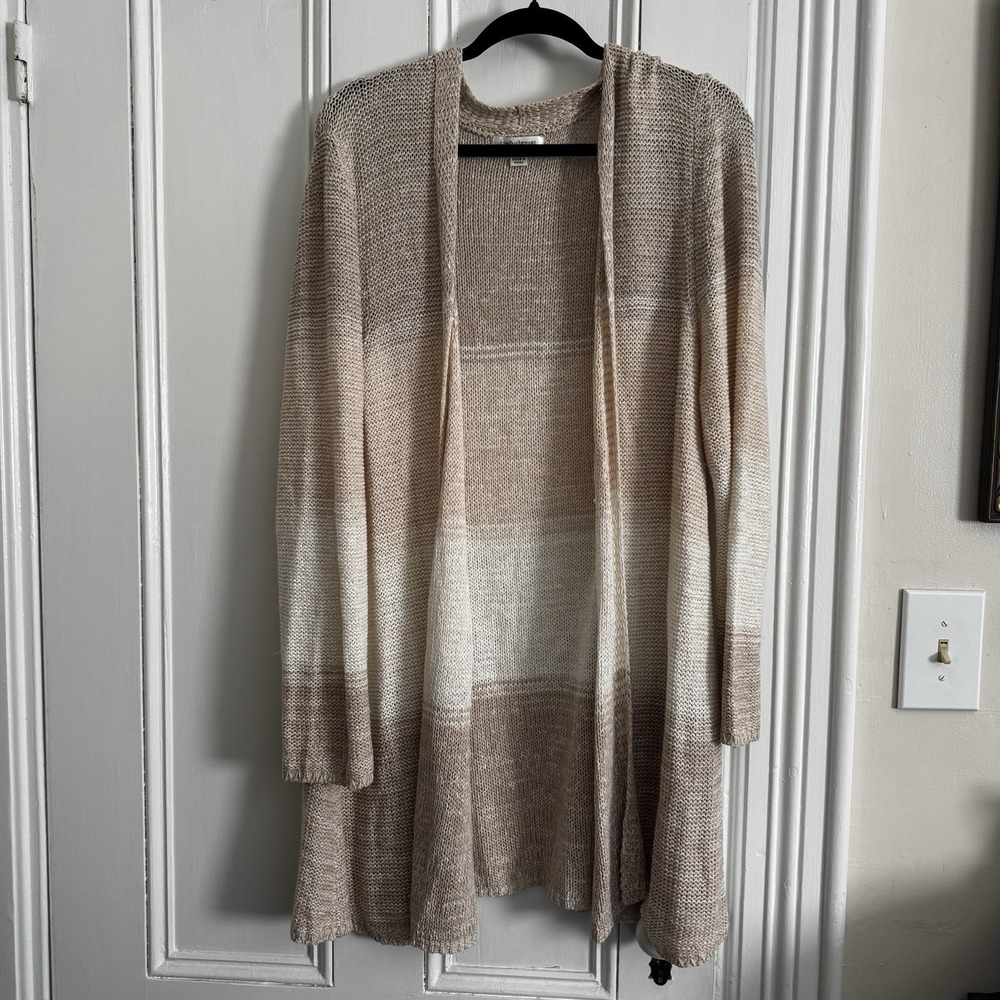 John Paul Richard Women's Cardigan Sweater  Tan Cream Gold Shimmer Size XXL 2XL‎